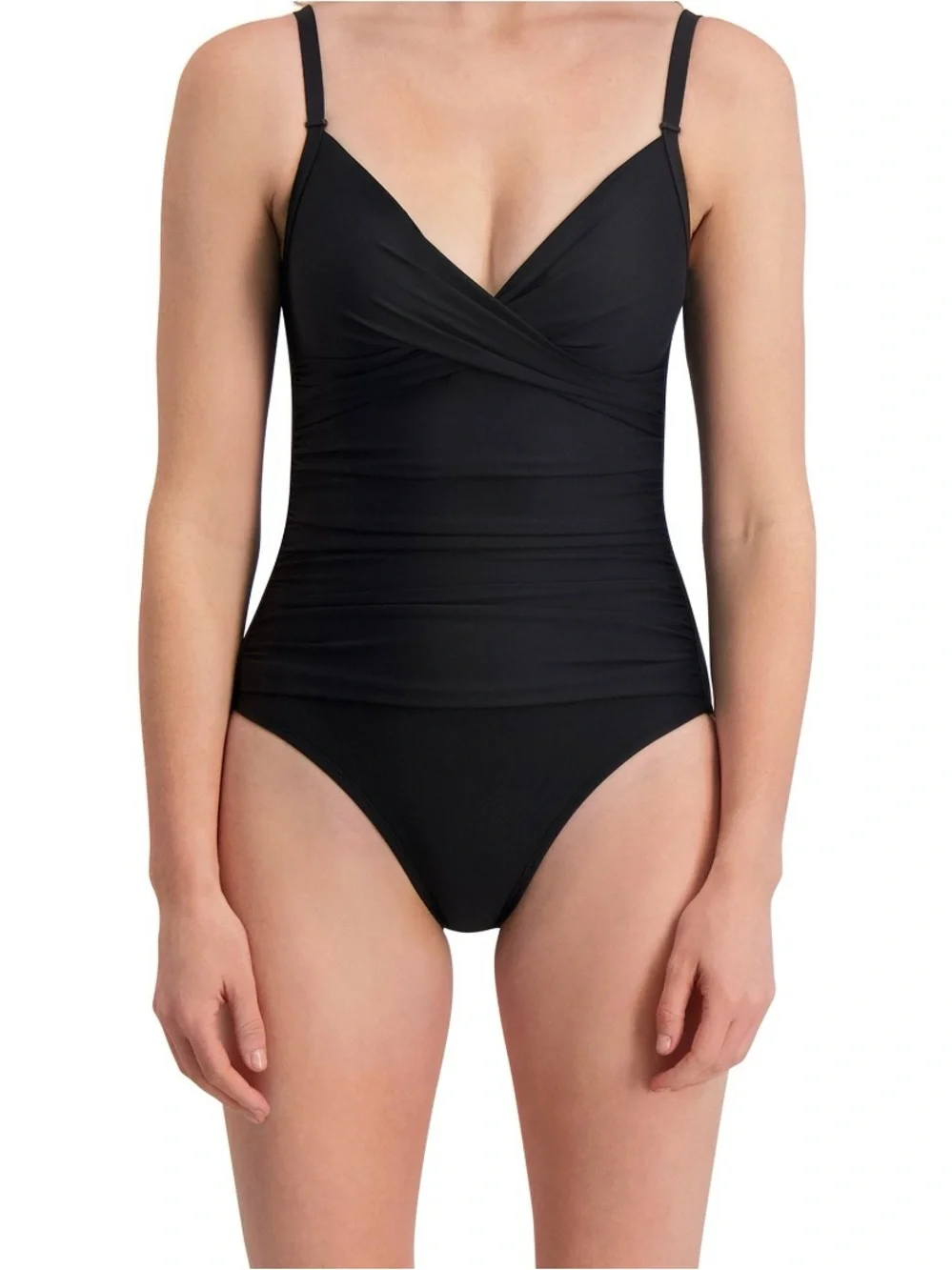 DKNY Women's Twist-Front Tummy Control One Piece Swimsuit Black Size XS - Picture 4 of 7